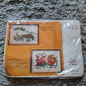 Vintage The Creative Circle Crewel Embroidery Kit #313 “old wagon’”
